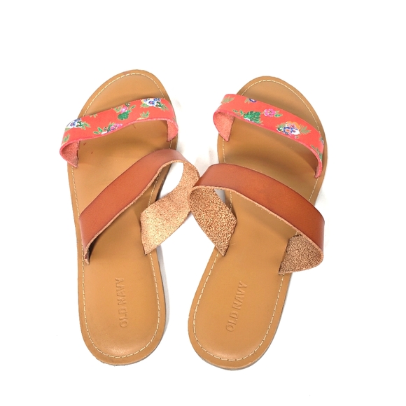 Old Navy Faux Leather Slide on Sandals Size 10 Red - Picture 5 of 5